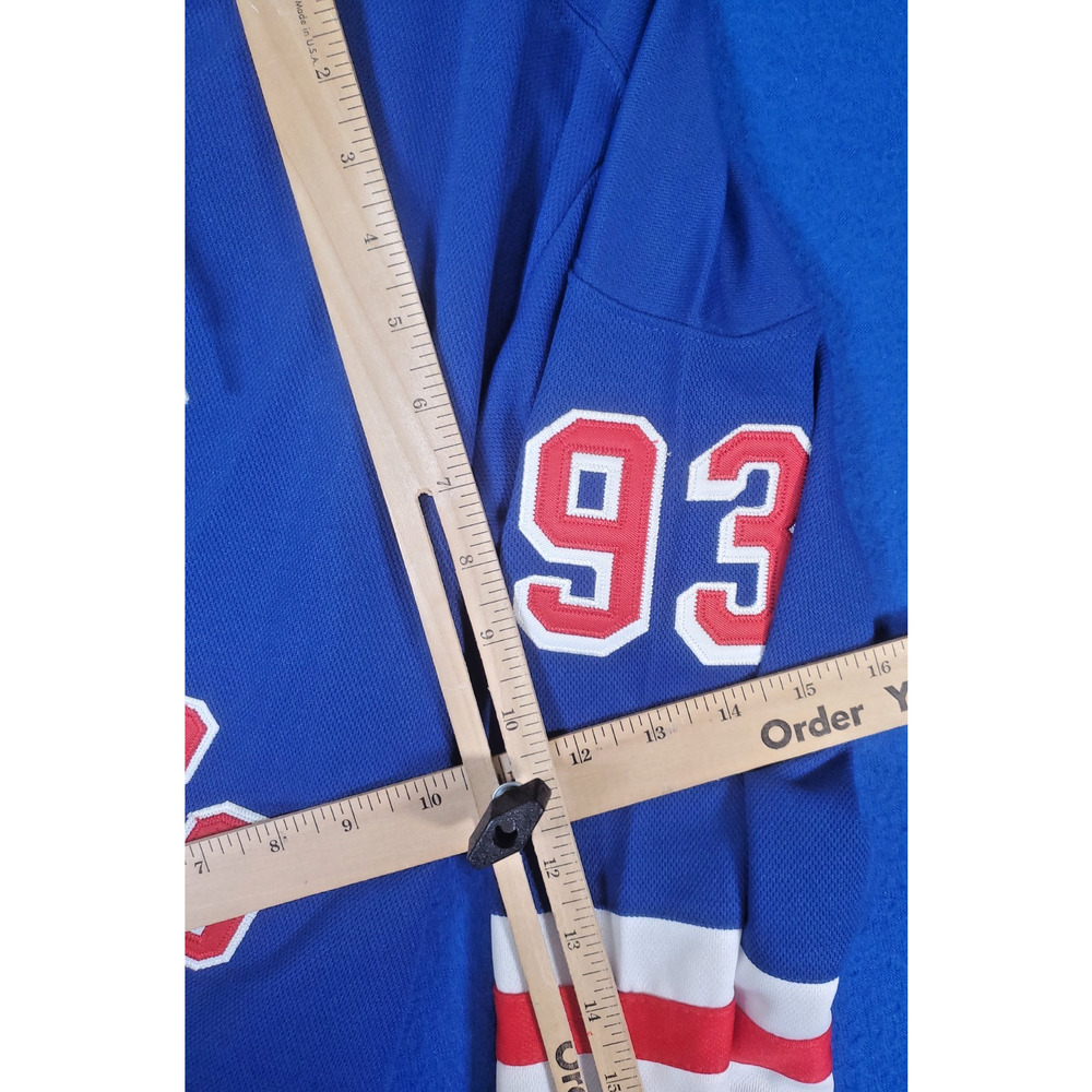 Reebok NY Rangers Mika Zibanejad 93 Blue Lace Up Hockey Jersey Women Size Large - Picture 13 of 16